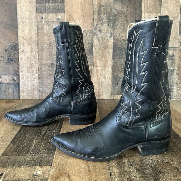 Nocona Vintage Black Western Cowboy Boots Mens 13 A - Picture 11 of 12